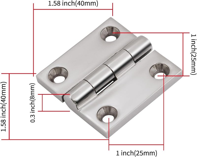 Laorde 316 Stainless Steel Hinges Marine Grade (2" × 2" or 1-1/2" × 1-1/2" Heavy Duty Boat Hatch Hinge Casting Cabinet Door Hinge with Screws (1.5" x 1.5" 12 Pack) - Image 3